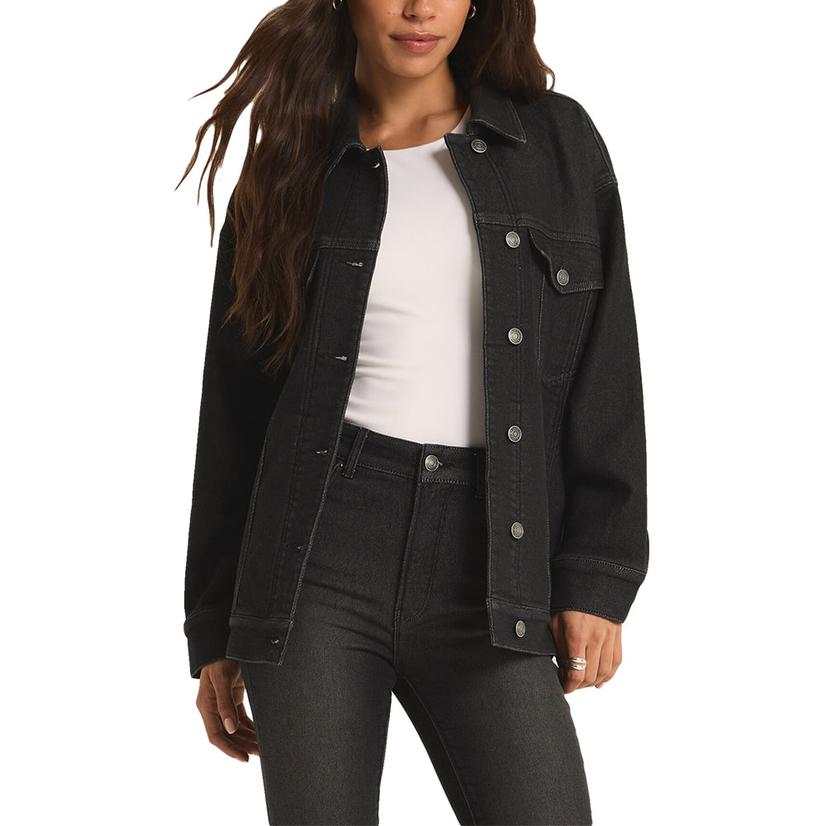 Z Supply Miles Women's Denim Jacket In Black Sand