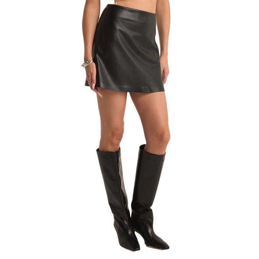 Z Supply Women's Black Ciera Leather Skirt