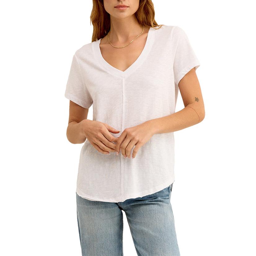 Z Supply White Asher V-Neck Women's Tee