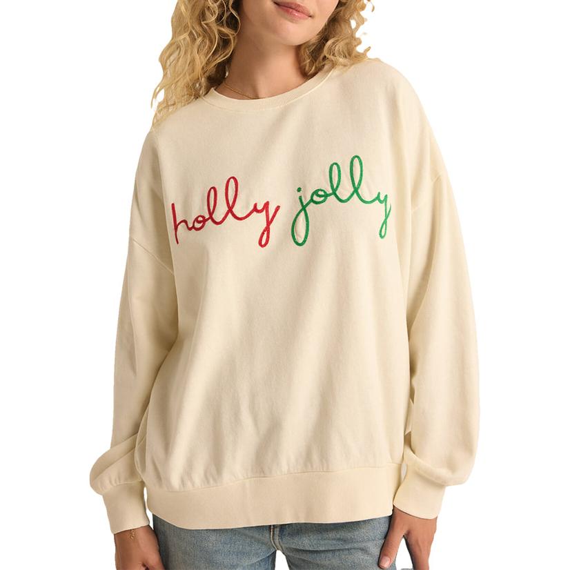 Z Supply Sea Salt Holly Screenprint Women's Sunday Sweatshirt