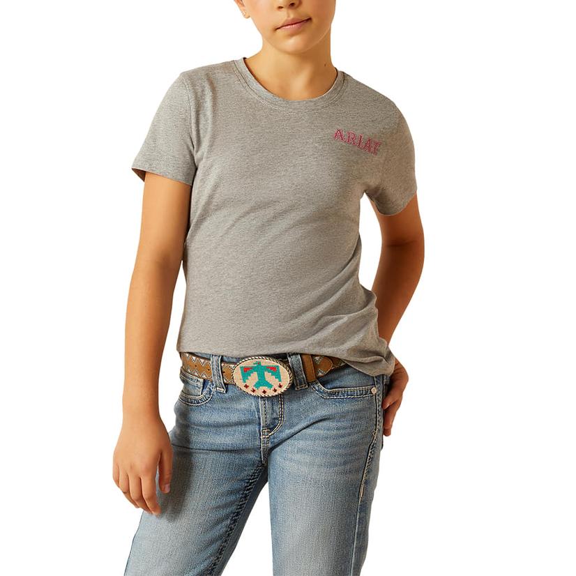 Ariat Cactus Rose Grey Short Sleeve Girl's Tee