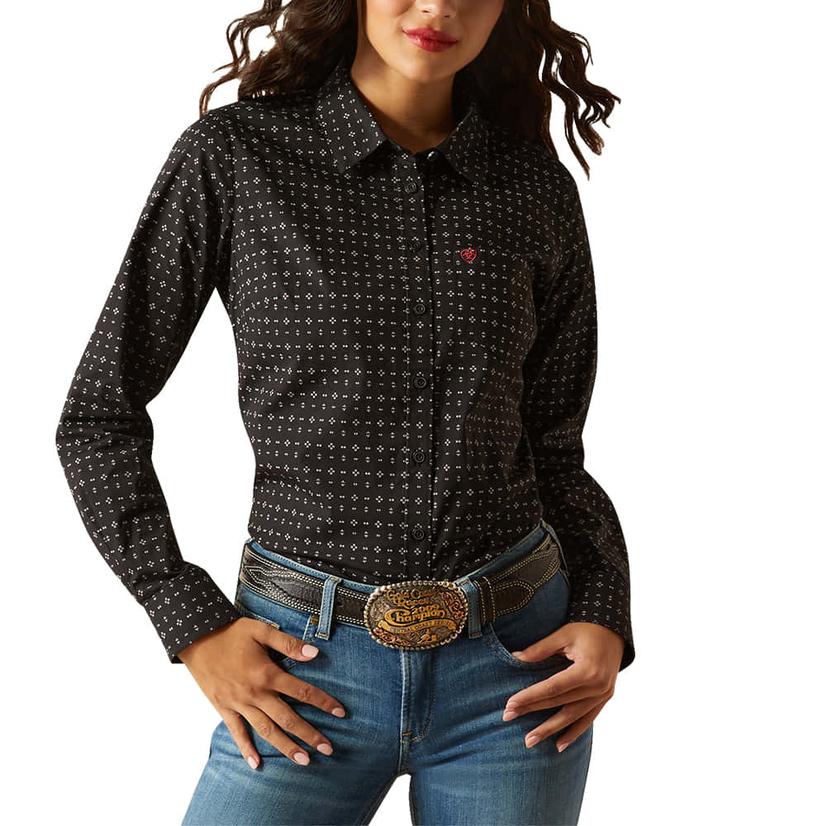 Ariat Kirby Gia Black Geo Print Long Sleeve Button-down Women's Shirt