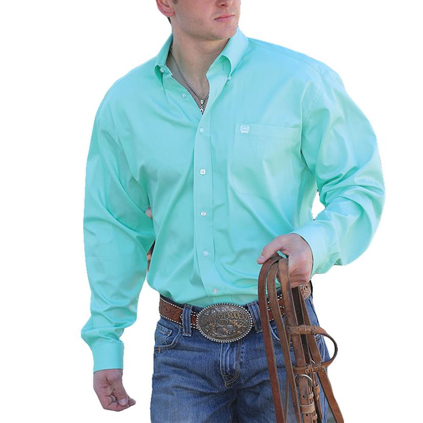 Cinch Mens Solid Green Long Sleeve