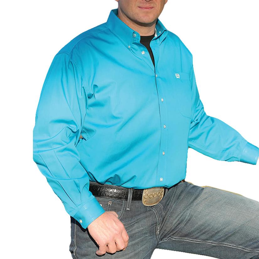 Cinch Mens Solid Teal Long Sleeve