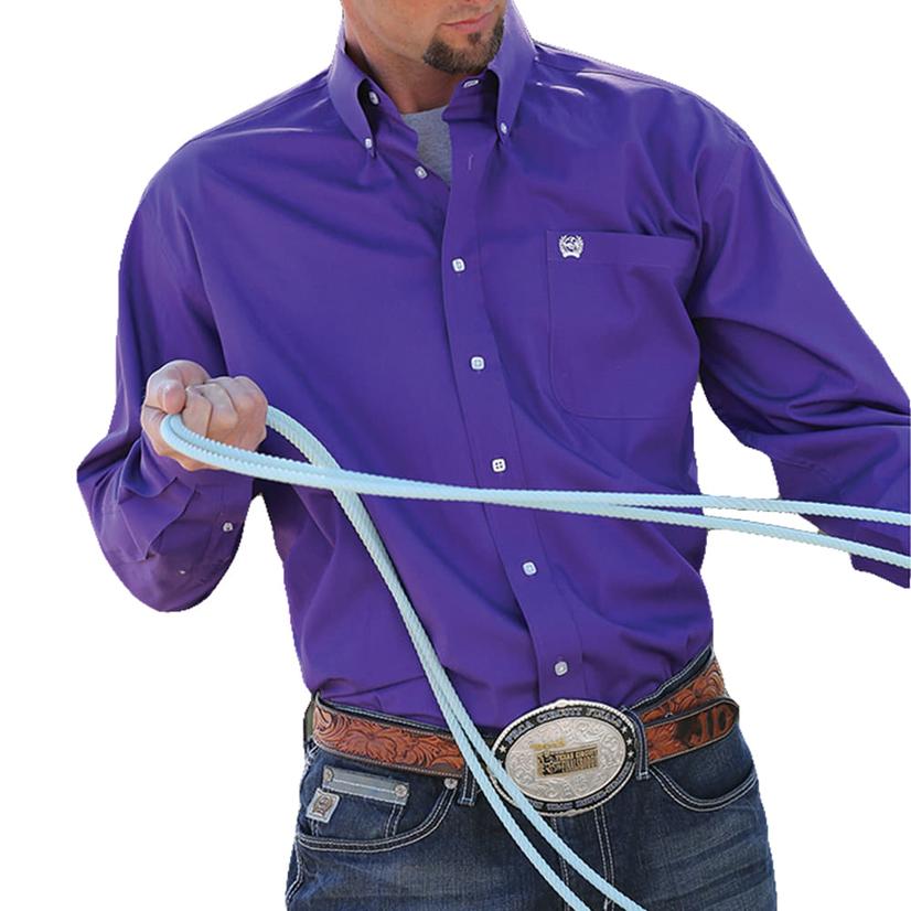 Cinch Men's Solid Purple Long Sleeve