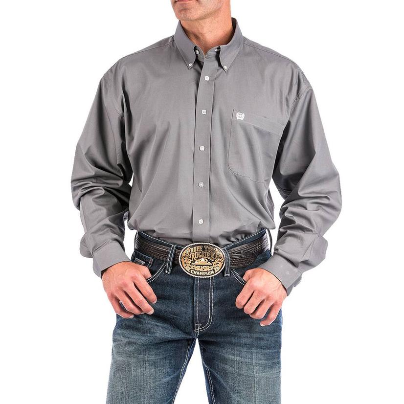 Cinch Men's Solid Grey Long Sleeve