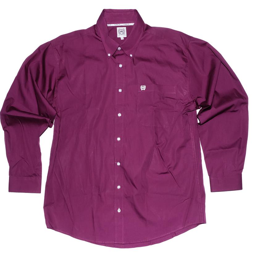 Cinch Men's Solid Long Sleeve - Burgundy