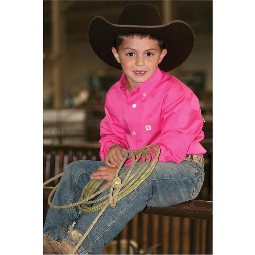 Cinch Boy's Solid Hot Pink Button-Down Show Shirt