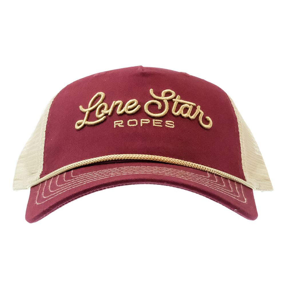 Lone Star Rope Company Maroon And Tan Script Trucker Cap