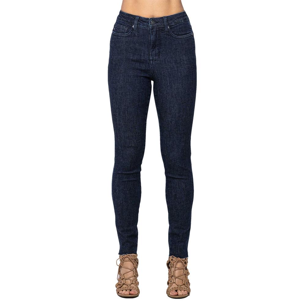 Judy Blue High Waist Raw Hem Dark Wash Women's Skinny Jeans