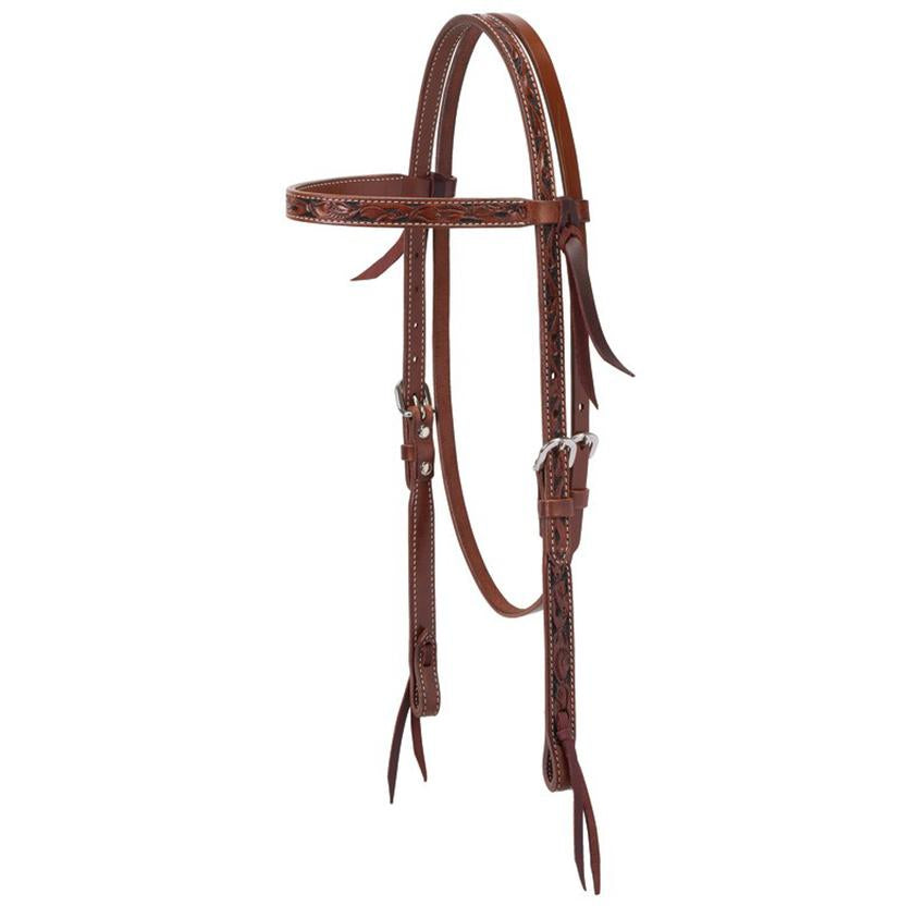 Turquoise Cross 5/8" Floral Carved Browband Headstall