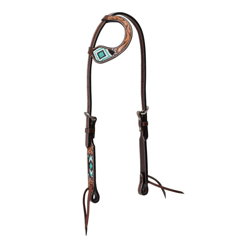 Turquoise Cross Beading Sliding Ear Headstall