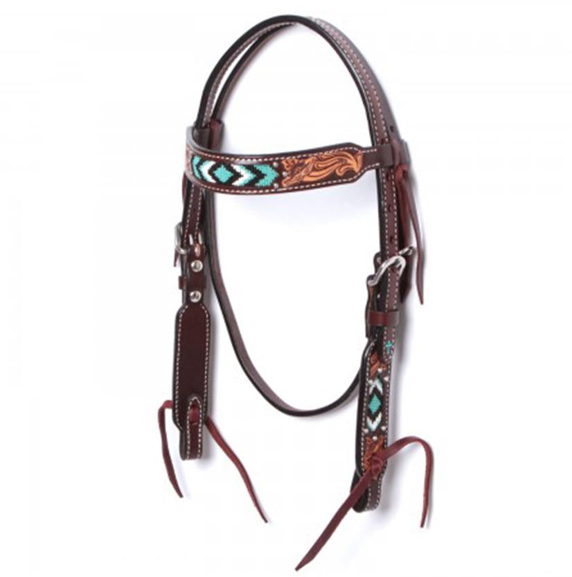 Weaver Leather Pony Browband Turquoise Beaded Headstall