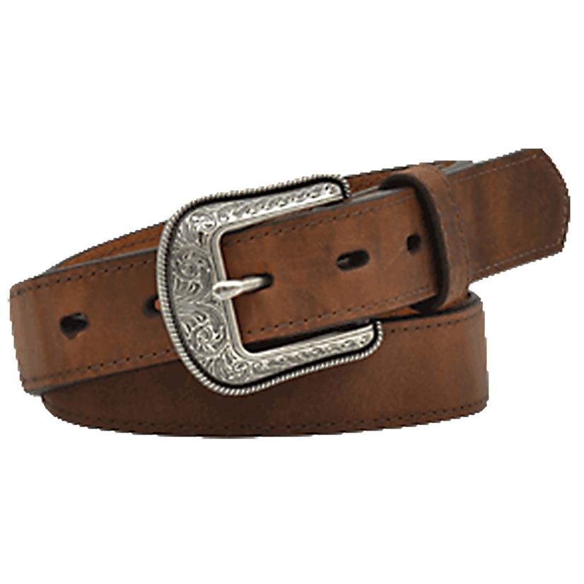 3D 1 1/4" Boys Dark Brown Leather Western Basic Belt