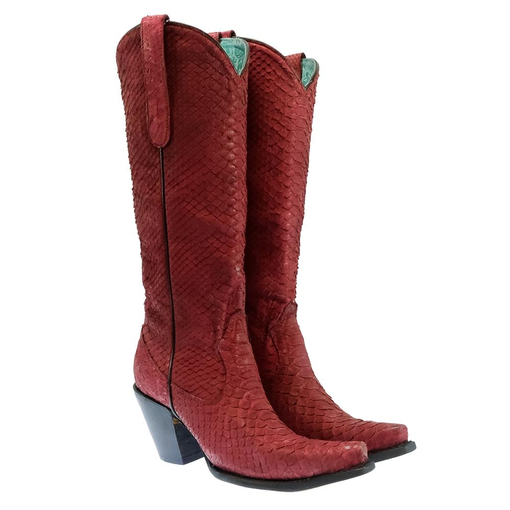 Corral Red Suede Python Women's Boots