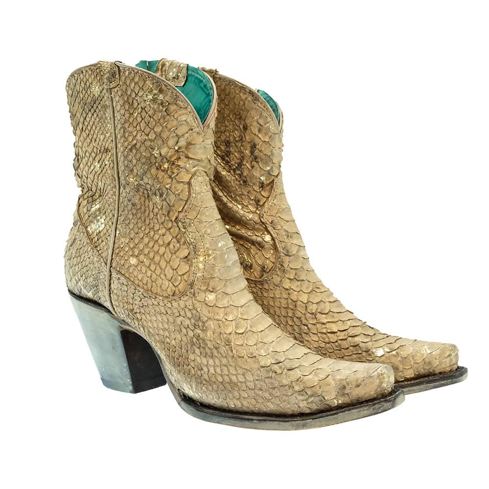 Corral Boots Women's Nude Full Python Ankle Boot