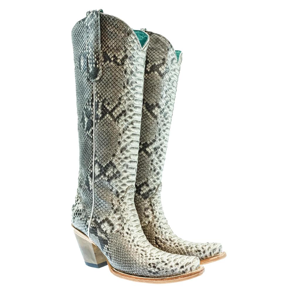 Corral Natural Python Glitter Finish Snip Toe Women's Boots