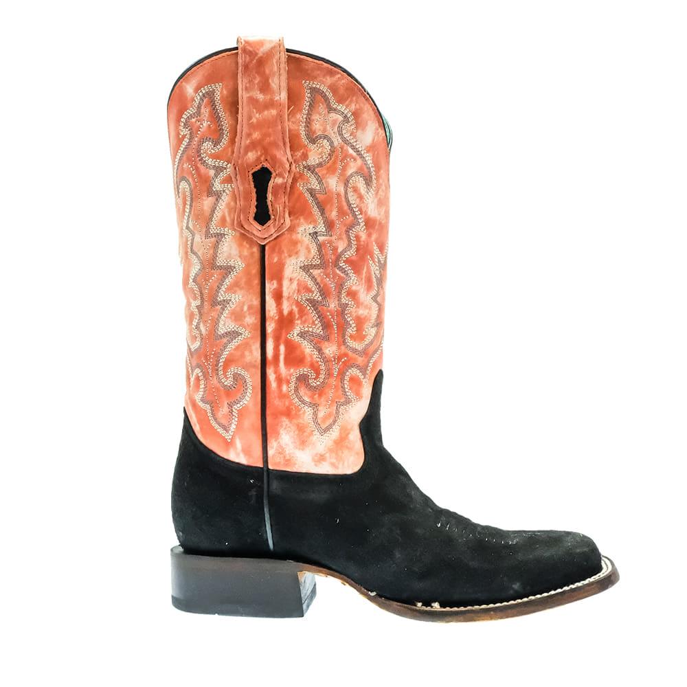 Corral Black and Coral Suede Embroidery Women's Boot