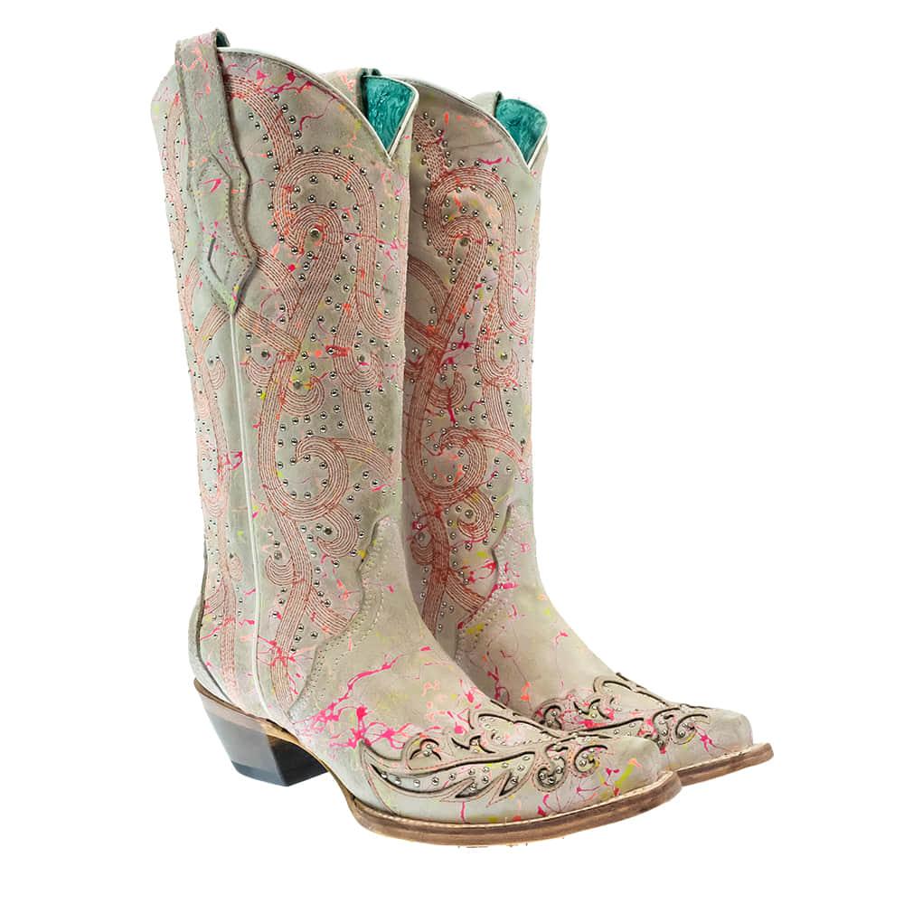 Corral White With Pink Sparkle Women's Boots