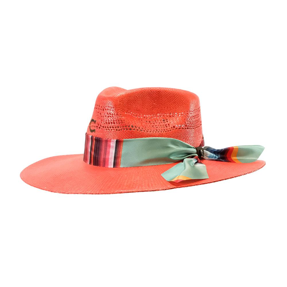 Charlie 1 Horse Coral Summer Serape Straw Hat