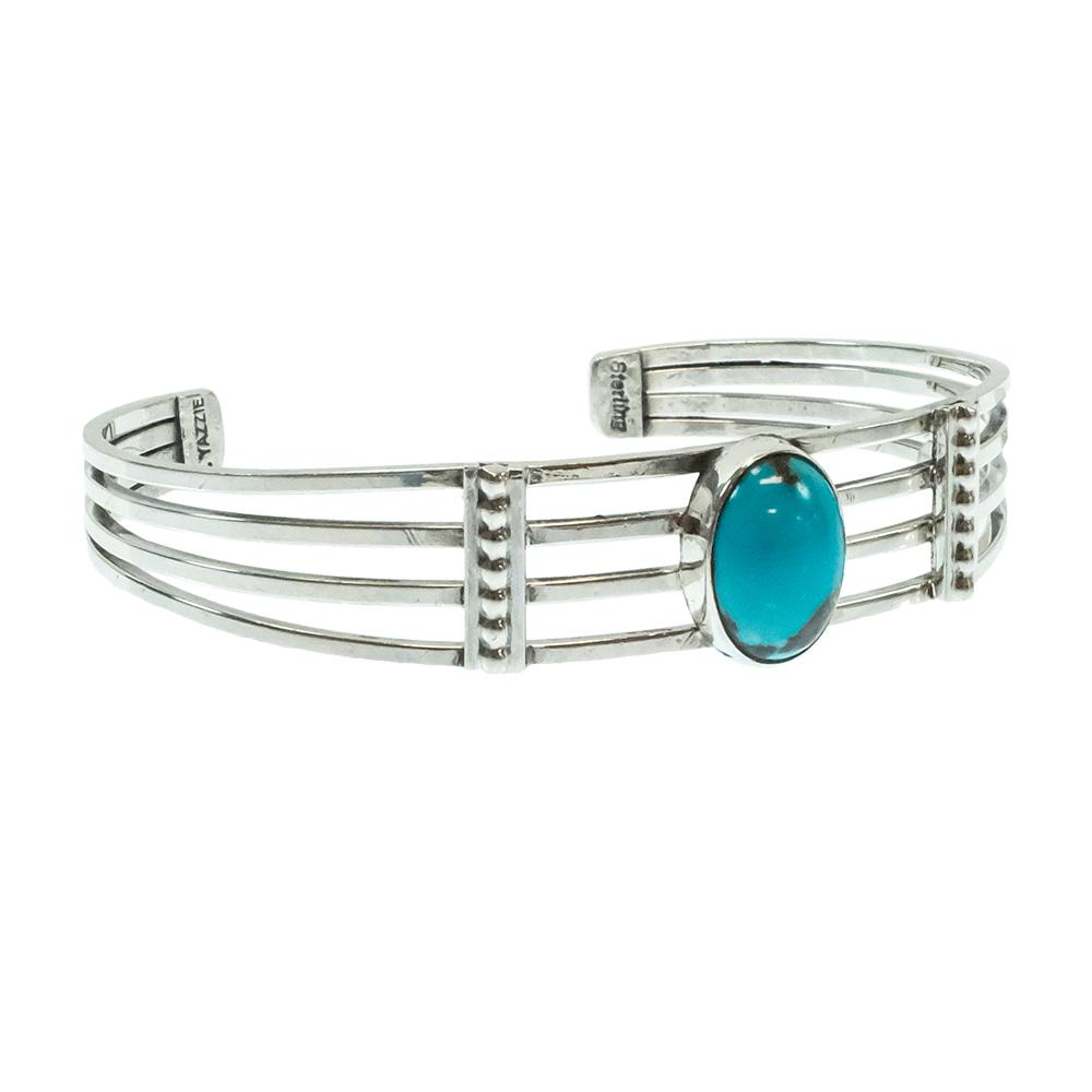 Thomas Yazzie Native American Navajo Sterling Silver Turquoise Bracelet Cuff