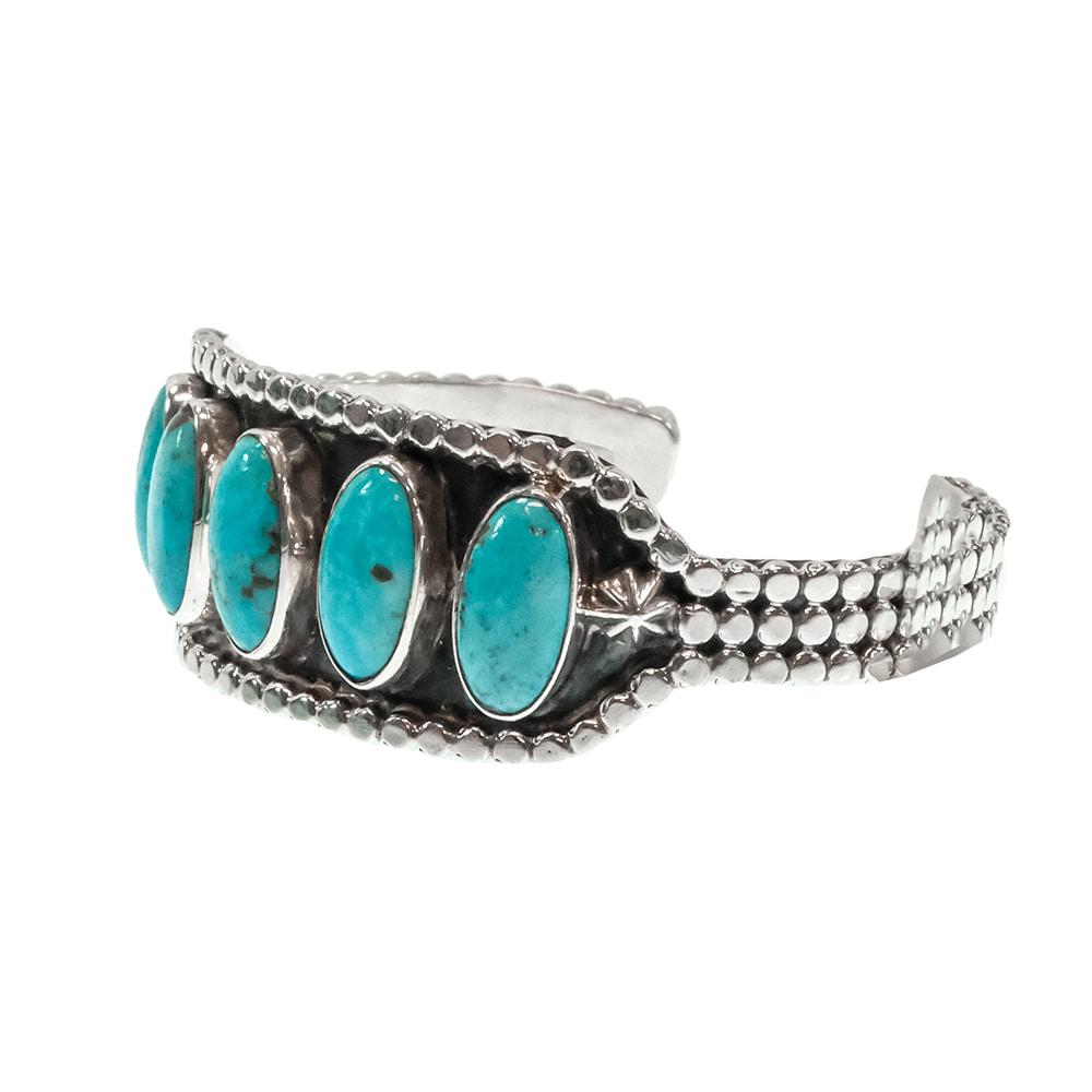 Darrell Morgan Native American Navajo Sterling Silver Turquoise Bracelet Cuff