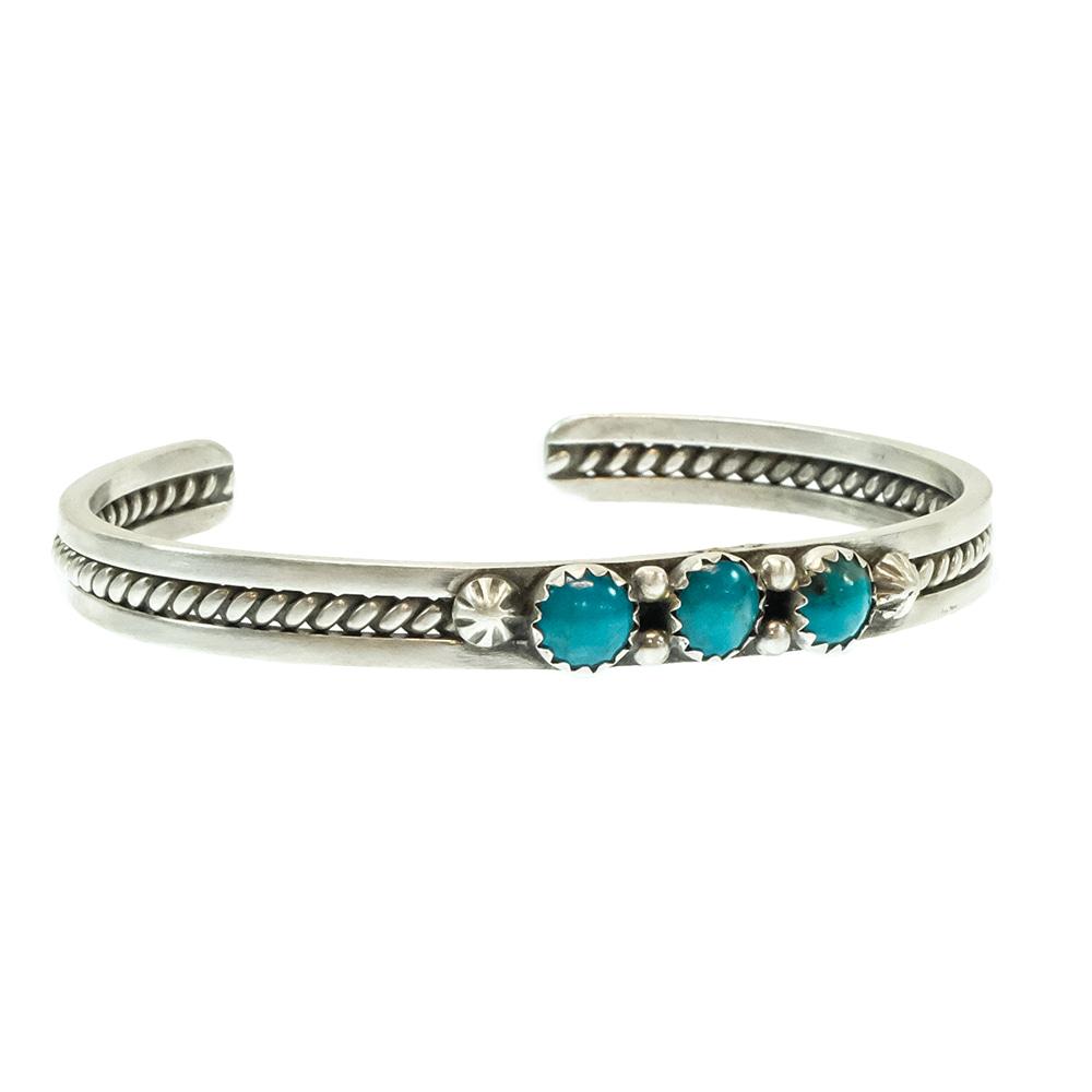 R. King Native American Navajo Sterling Silver Turquoise Bracelet Cuff