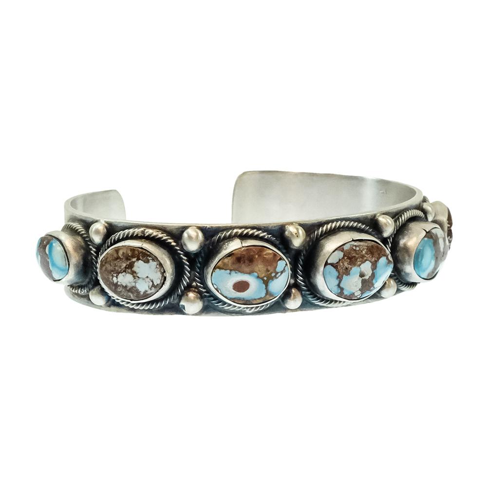 B. Johnson Native American Navajo Sterling Silver Golden Hills Turquoise Cuff