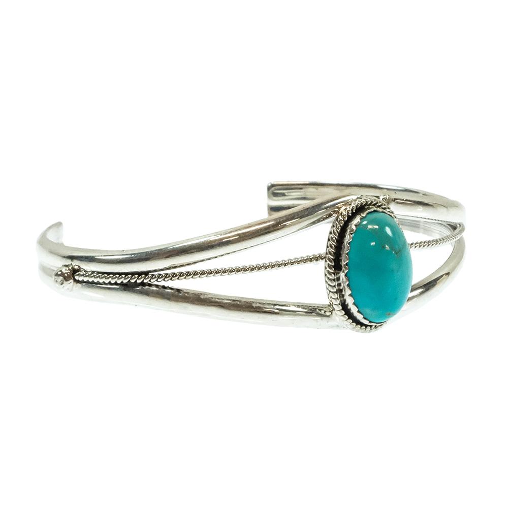 Alice Saunders Native American Navajo Sterling Silver Turquoise Bracelet Cuff