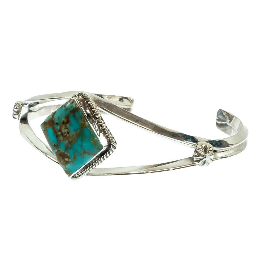 Sonyei Cocho Native American Navajo Sterling Silver Turquoise Bracelet Cuff