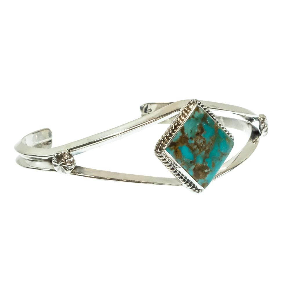 Sonyei Cocho Native American Navajo Sterling Silver Turquoise Bracelet Cuff