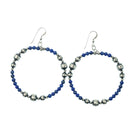 Oxidized Bead And Lapis Hoop Earring