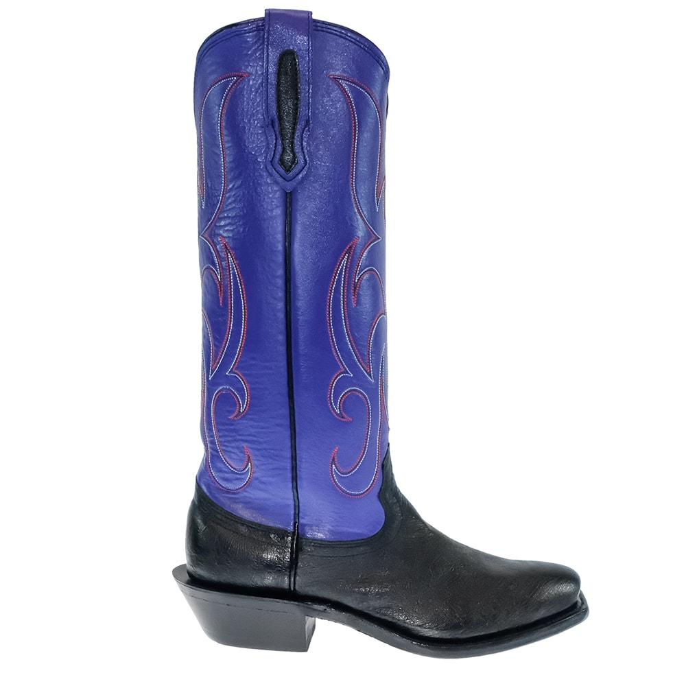 Fenoglio Electric Purple Black Smooth Ostrich Women's Boots