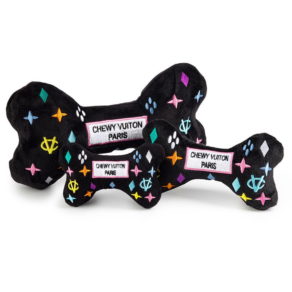 Haute Diggity Dog Small Black Chewy Vuiton Bone Dog Toy