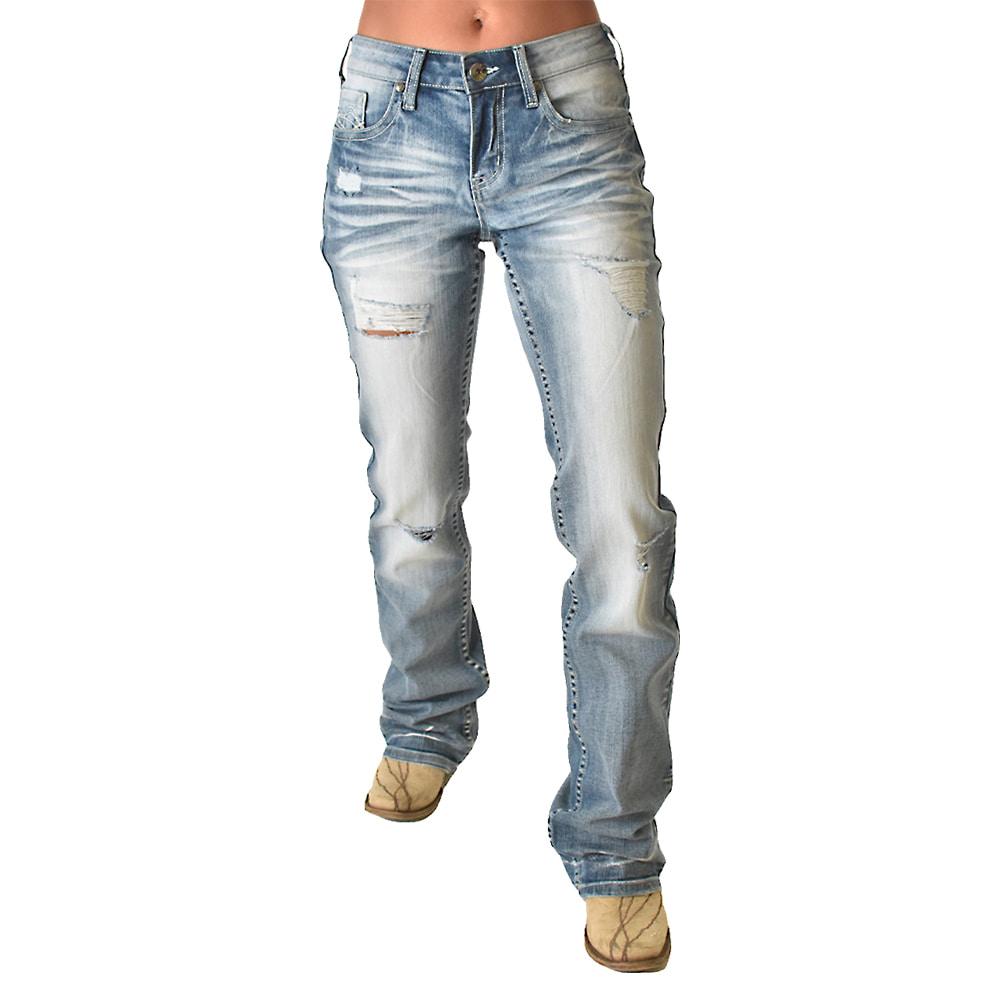 Cowgirl Tuff Light Wash Chain Breaker Mid Rise Bootcut Women's Jean