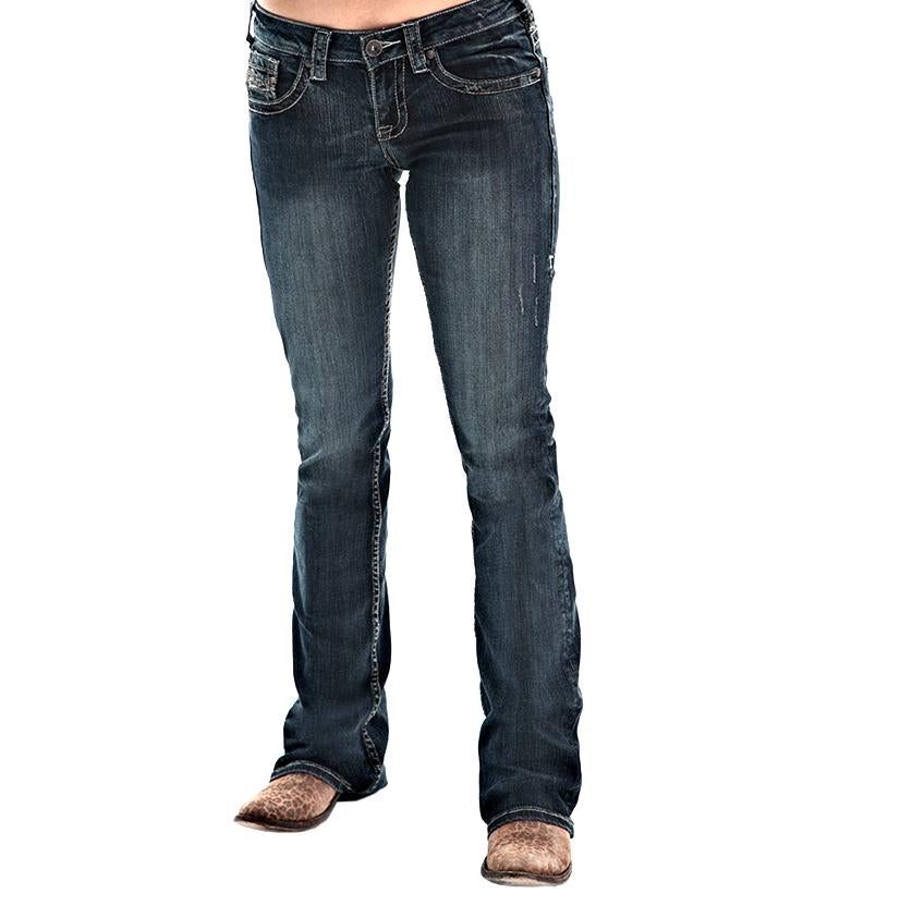 Cowgirl Tuff Womens Don’t Fence Me In Dark Jeans