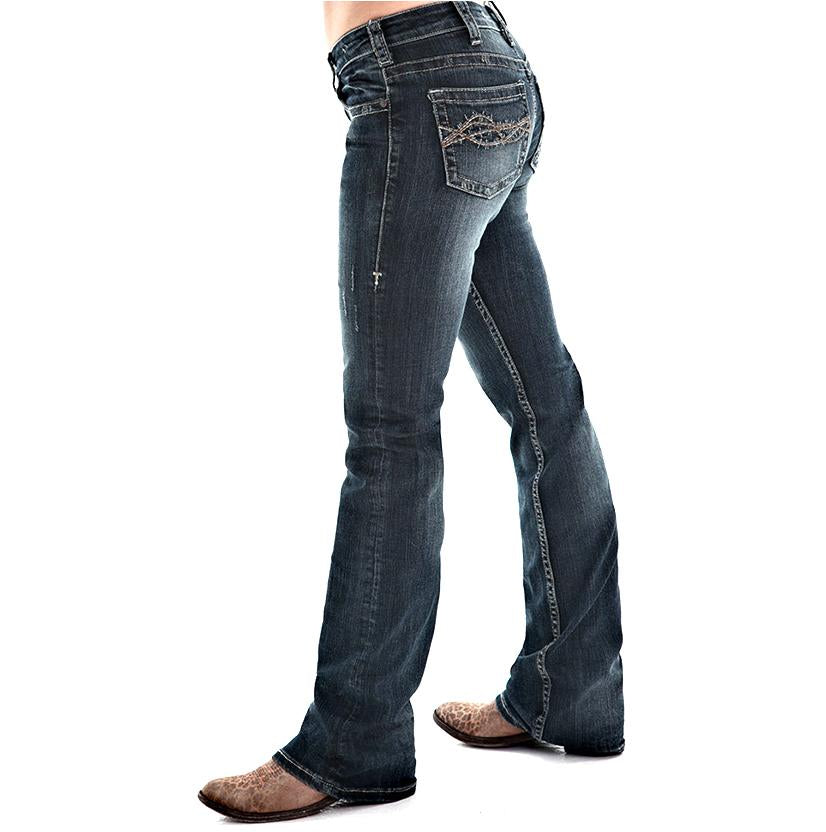 Cowgirl Tuff Womens Don’t Fence Me In Dark Jeans