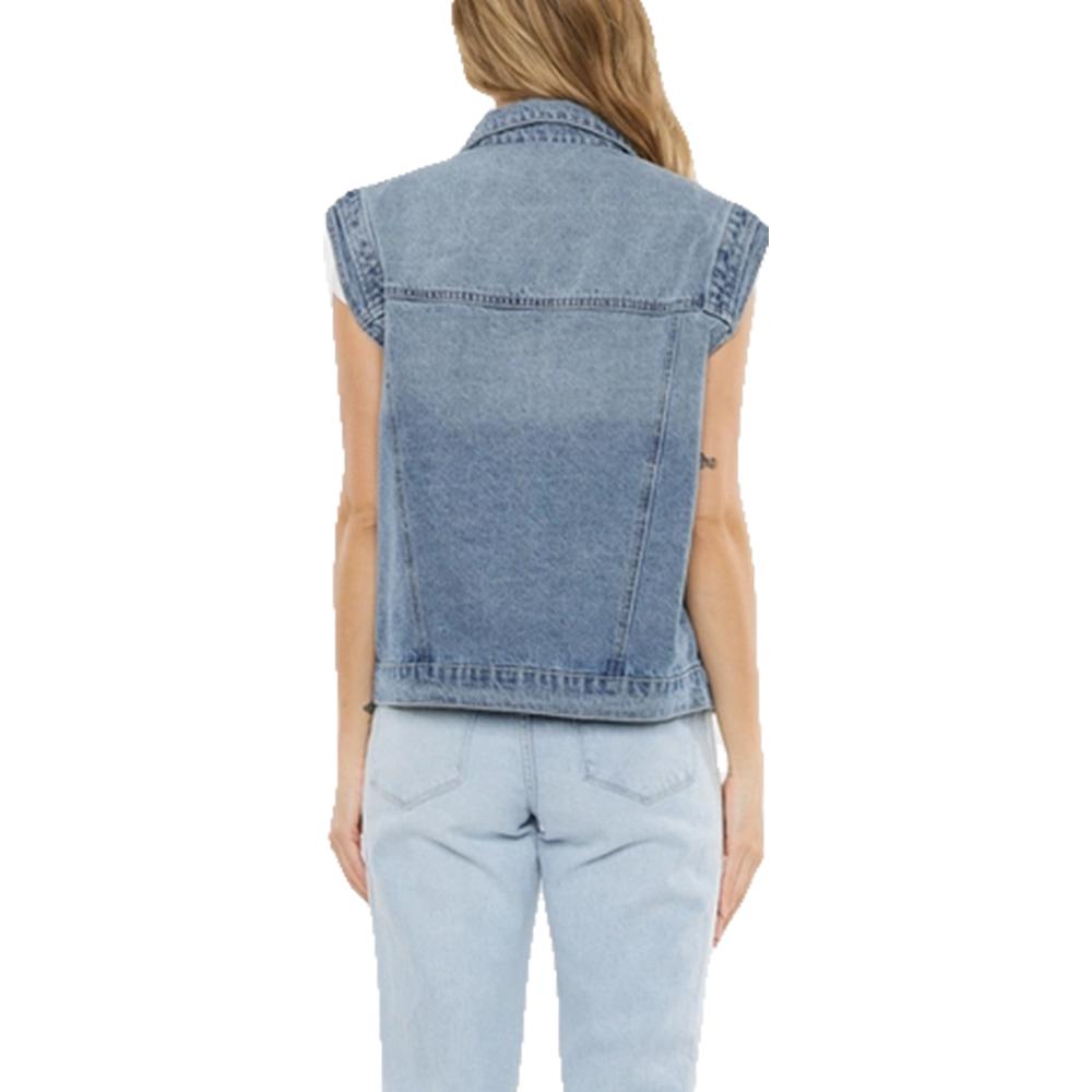 Kancan Joey Medium Wash Women's Oversized 80's Vest