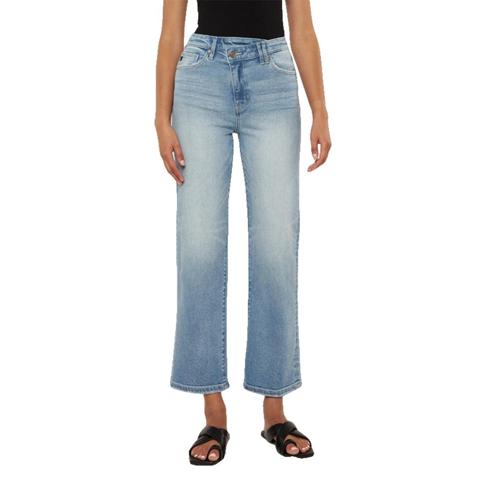 Kancan High Rise 90's Criss Cross Straight Women's Light Jeans