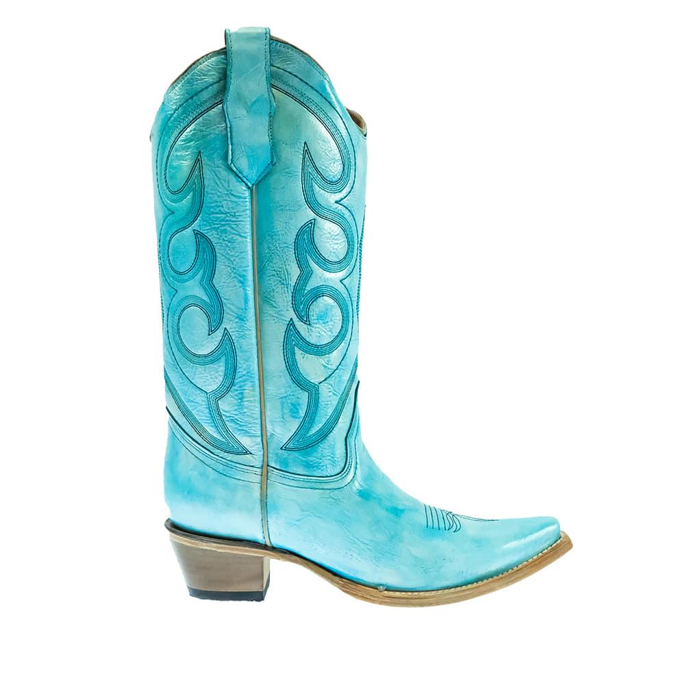 Circle G Sky Blue Embroidered Snip Toe Women's Boots