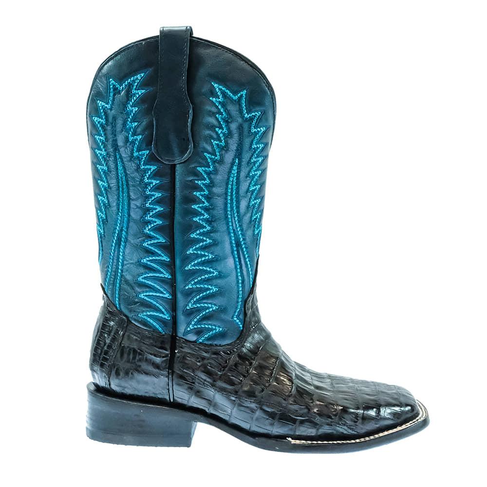 Circle G Gray Blue Caiman Wide Square Toe Men's Boots