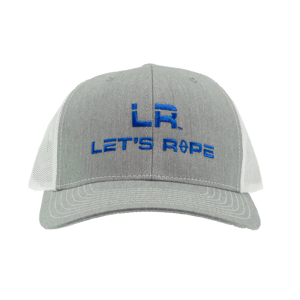 Let's Rope Grey with Blue Logo White Meshback Cap