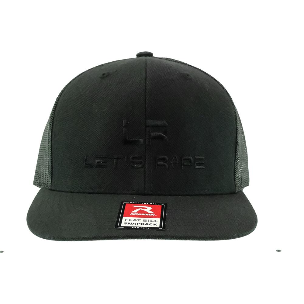 Let's Rope Black Flat Bill Logo Meshback Cap