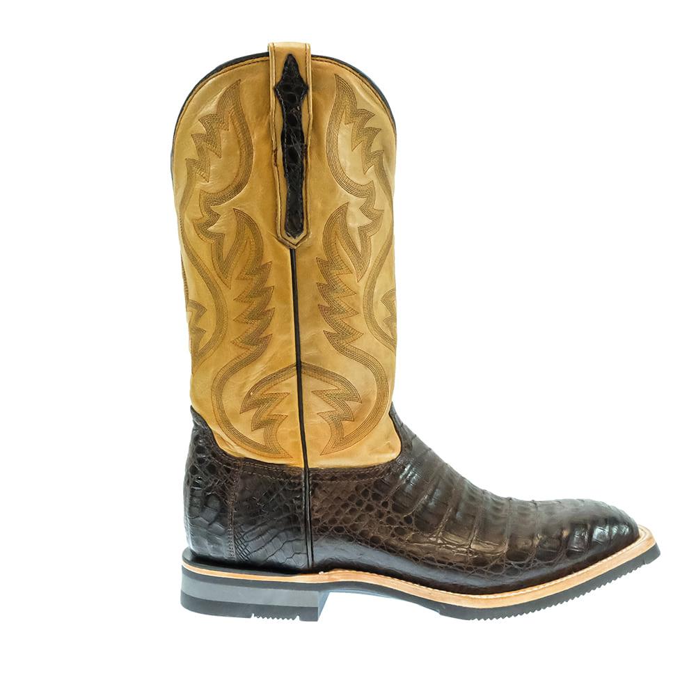 Lucchese Tan Rowdy Caiman Antique Chocolate Men's Boots