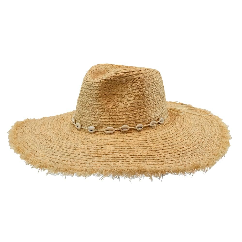 Fringe Edge Shell Band Natural Straw Hat