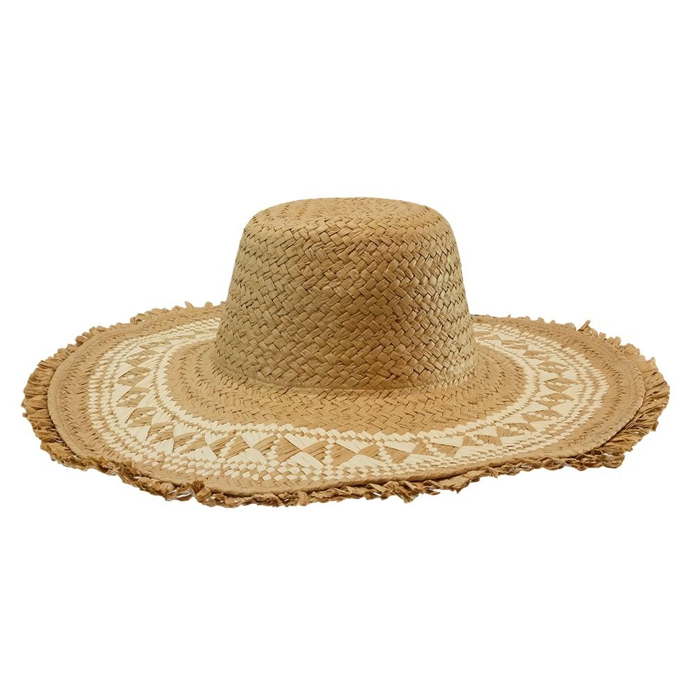 Blonde and Tan Woven Straw Hat