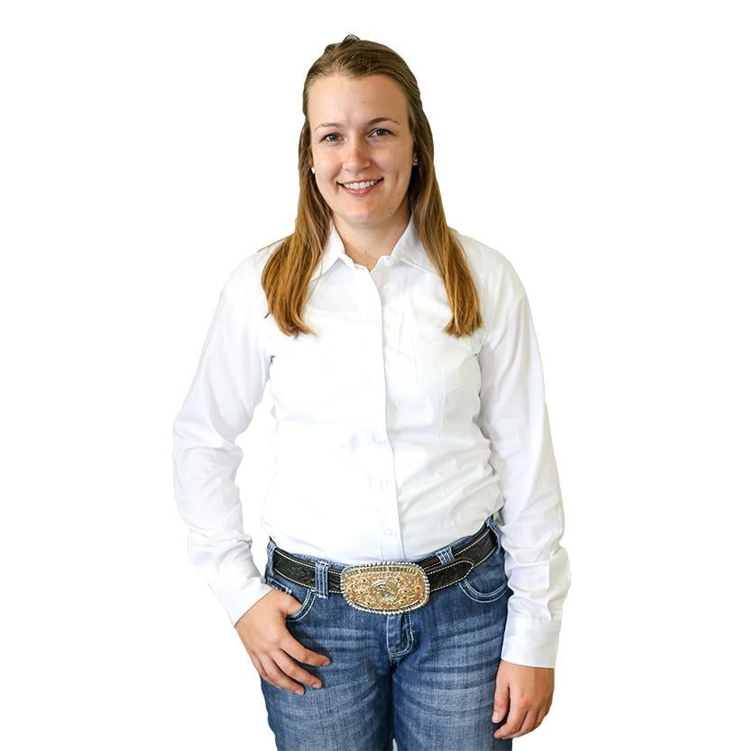 Cinch White Long Sleeve Button-Down Women's Shirt