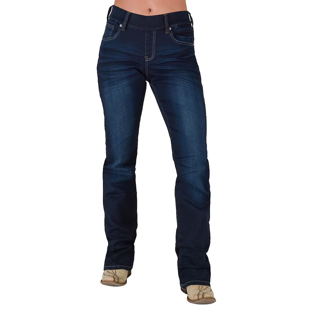 Cowgirl Tuff Dark Wash Just Tuff Natural Waist Bootcut Pull On Women's Jean