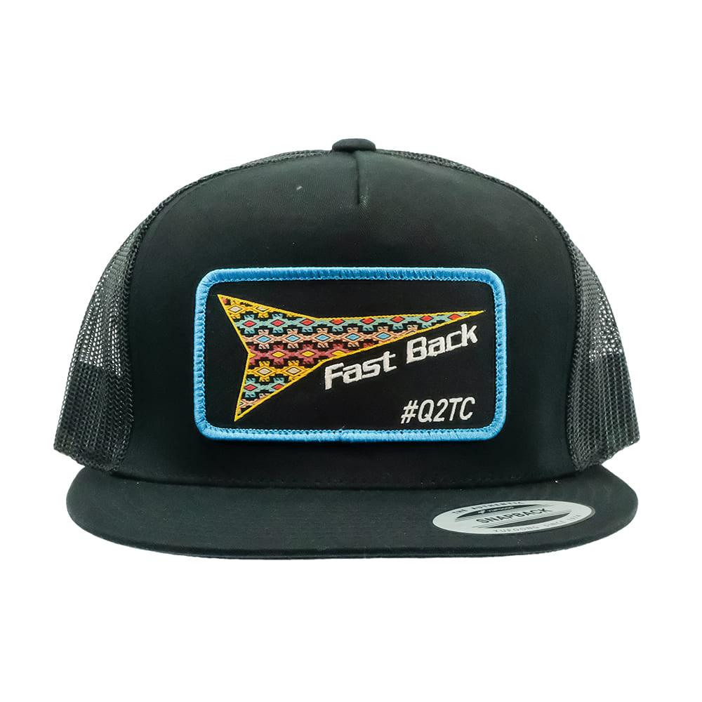 Fast Back Black Flat Bill With Aztec Patch Meshback Cap