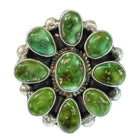 S.H. Native American Navajo Sterling Silver Sonora Gold Turquoise Ring